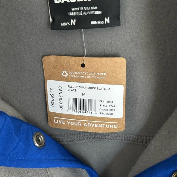 Eddie Bauer NWT Grey Fleece Snap Mock - lightweight- M - Picture 5 of 7